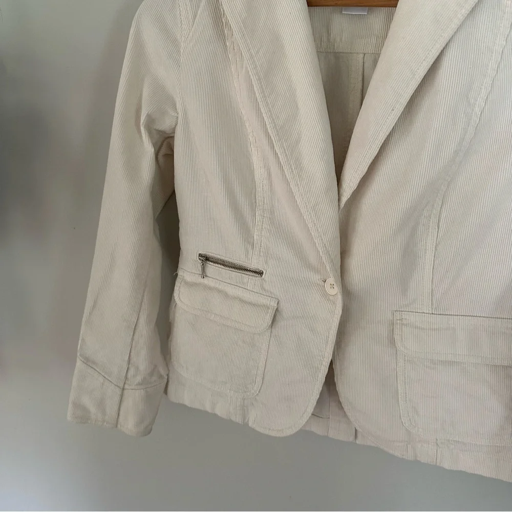 Anne Taylor Loft Corduroy  Blazer Business Casual Minimalist Cream Petite 4